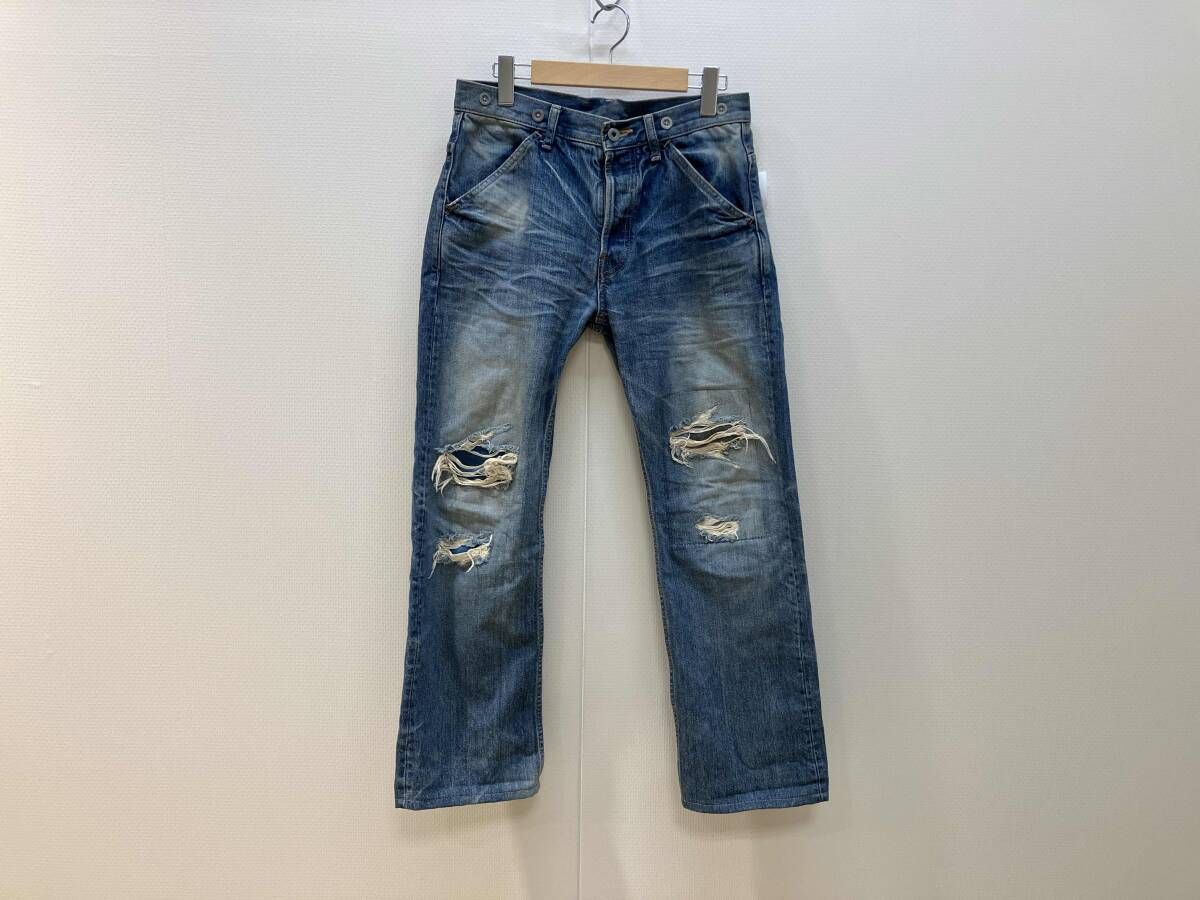 ISAMU KATAYAMA BACKLASH イサムカタヤマ バックラッシュ デニムパンツ ジーンズ サイズXS ボタンフライ メンズ レザーベルト