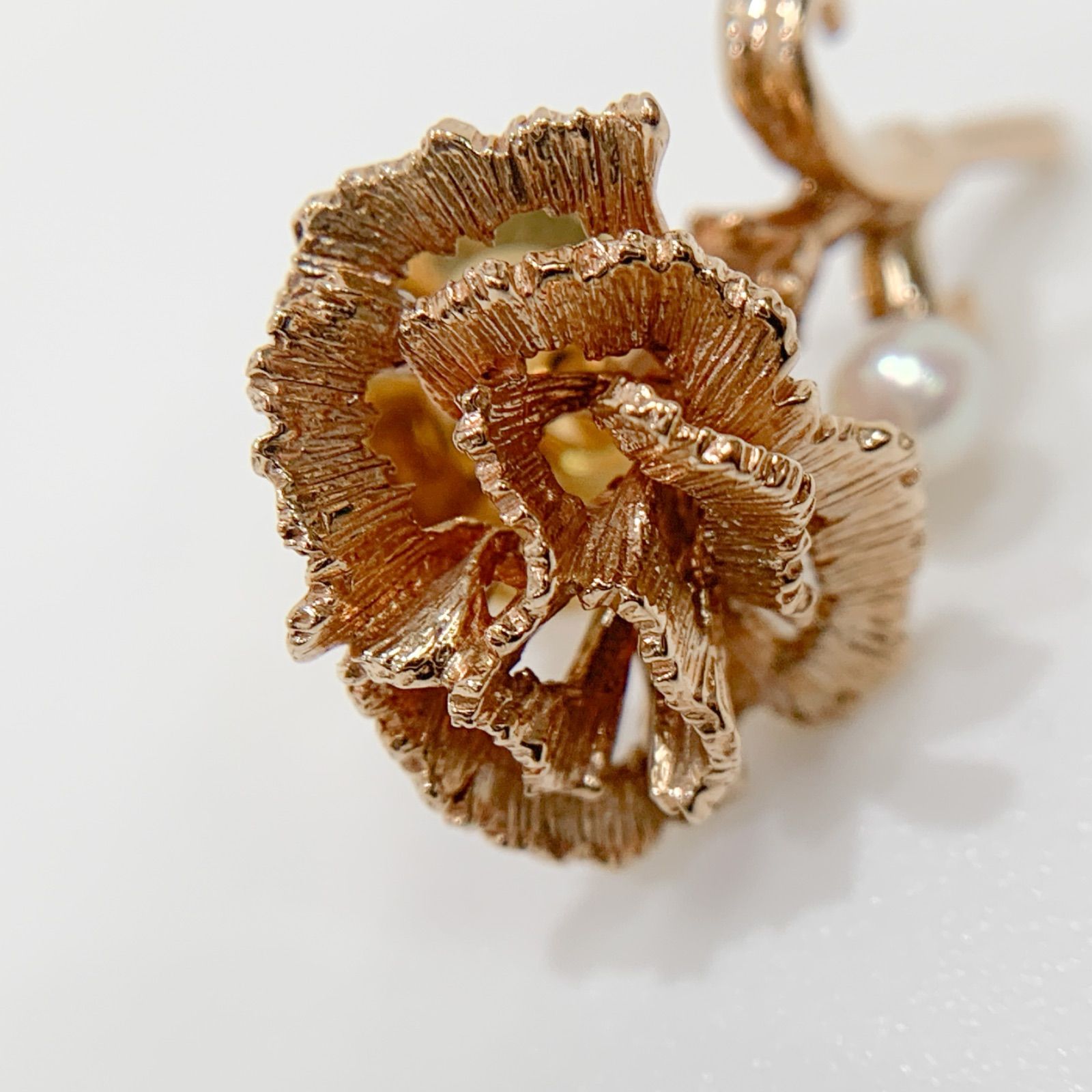 中古】ミキモト MIKIMOTO 御木本 お花 フラワー モチーフ パール ピン