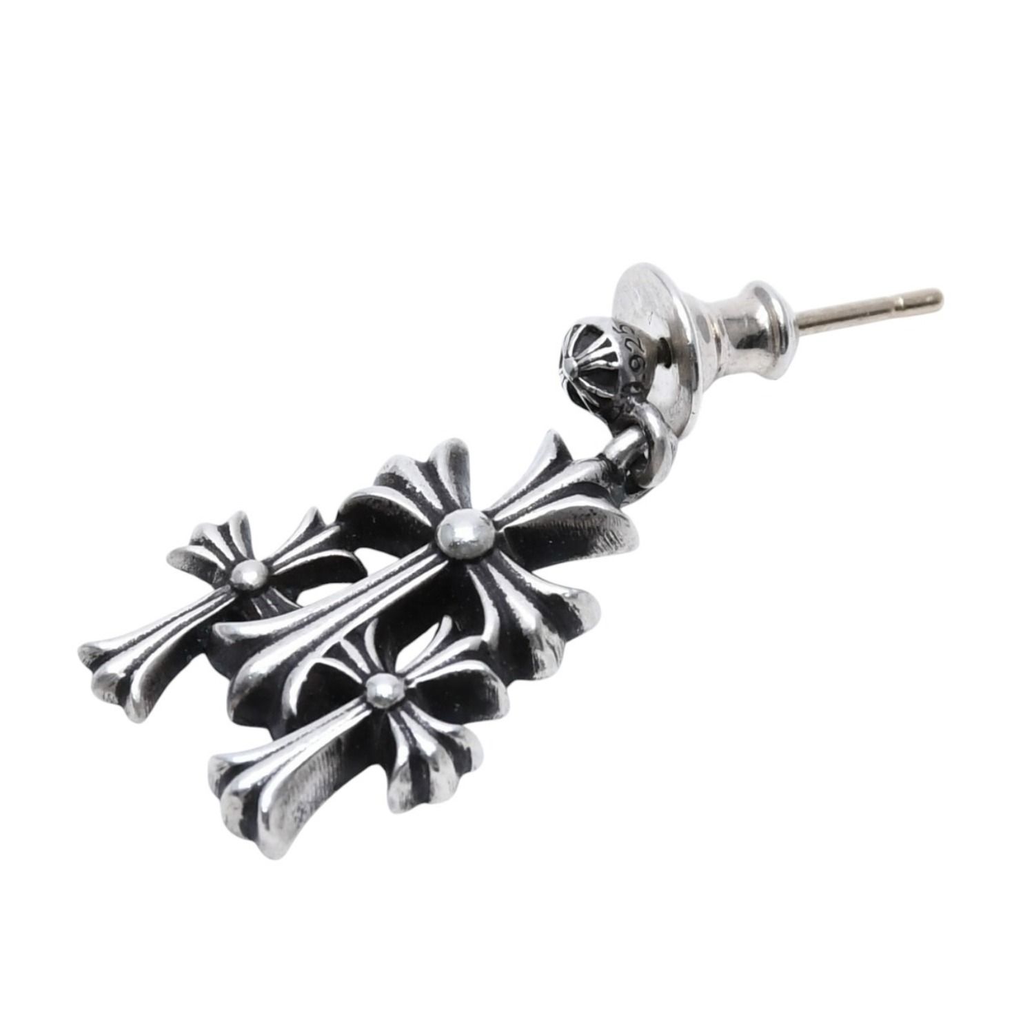 Chrome Hearts クロスピアス 925シルバー CHROME HEARTS クロムハーツ 3CHクロスドロップピアス CHクロス クロス