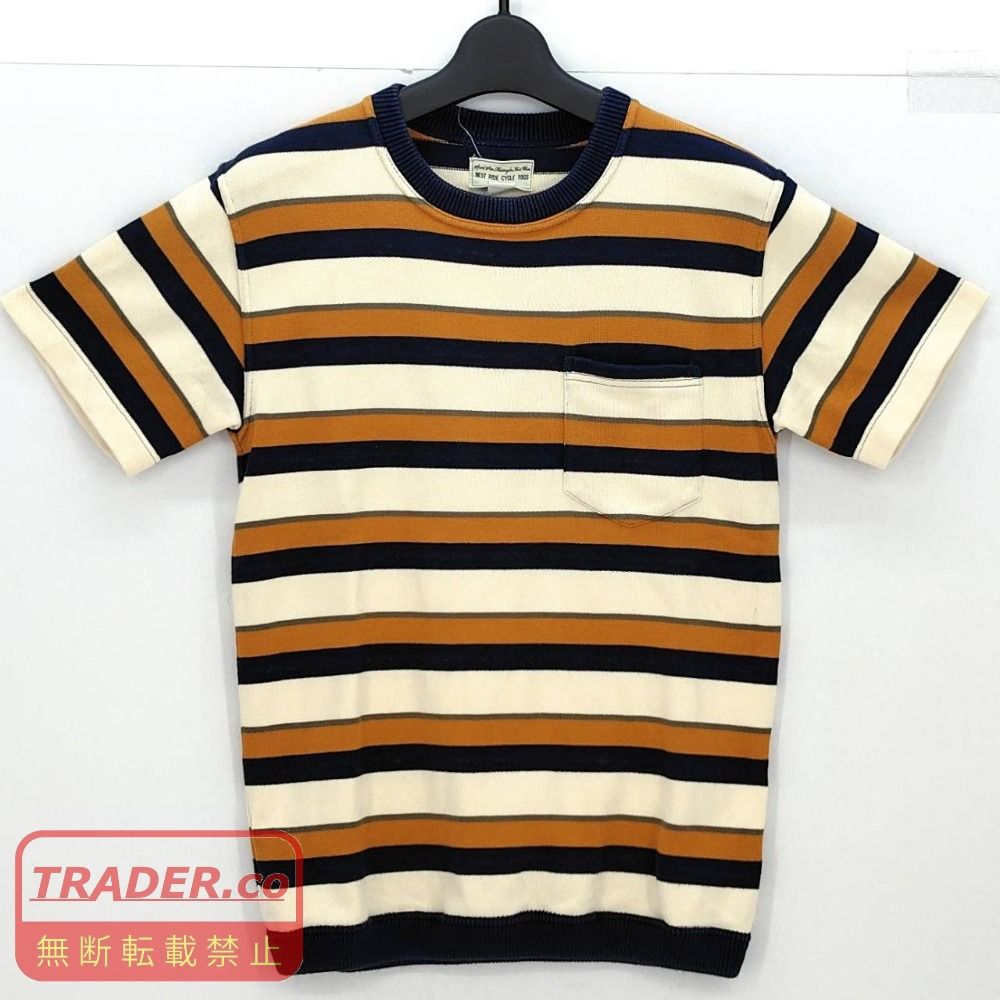 05w21300 ウエストライド WEST RIDE ボーダーポケットTシャツ ベージュ系 36 日本製 メンズ 半袖Ｔシャツ コットン 【中古品】 4,620円