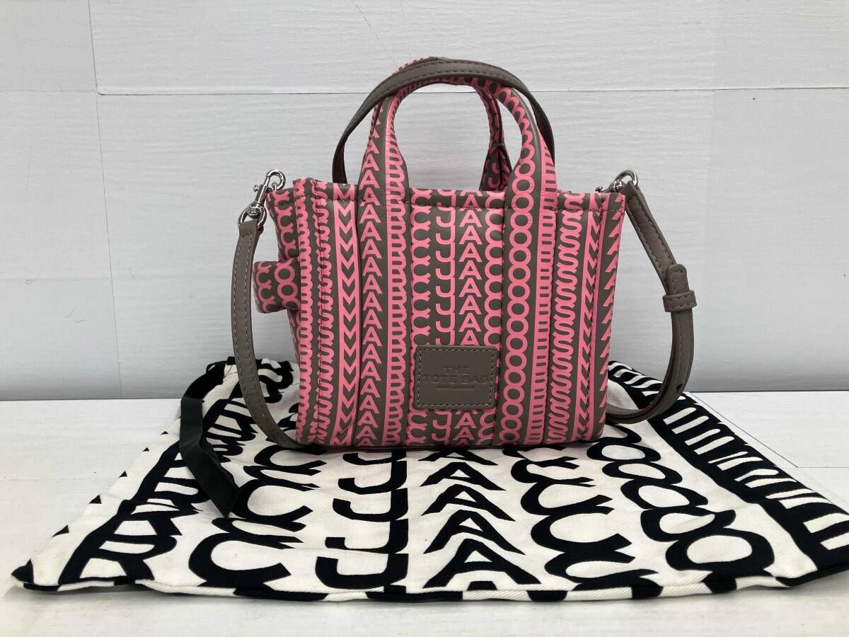 MARC JACOBS／ショルダーバッグ／モノグラム／マイクロ／ピンク×グレー 