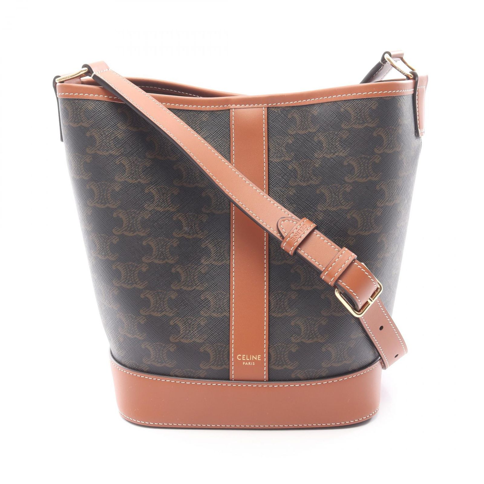 セリーヌ CELINE ショルダーバッグ スモールバケット トリオンフ 191442CAS04LU タン PVCコーティングキャンバス レザー スモール バケット レディース 新品