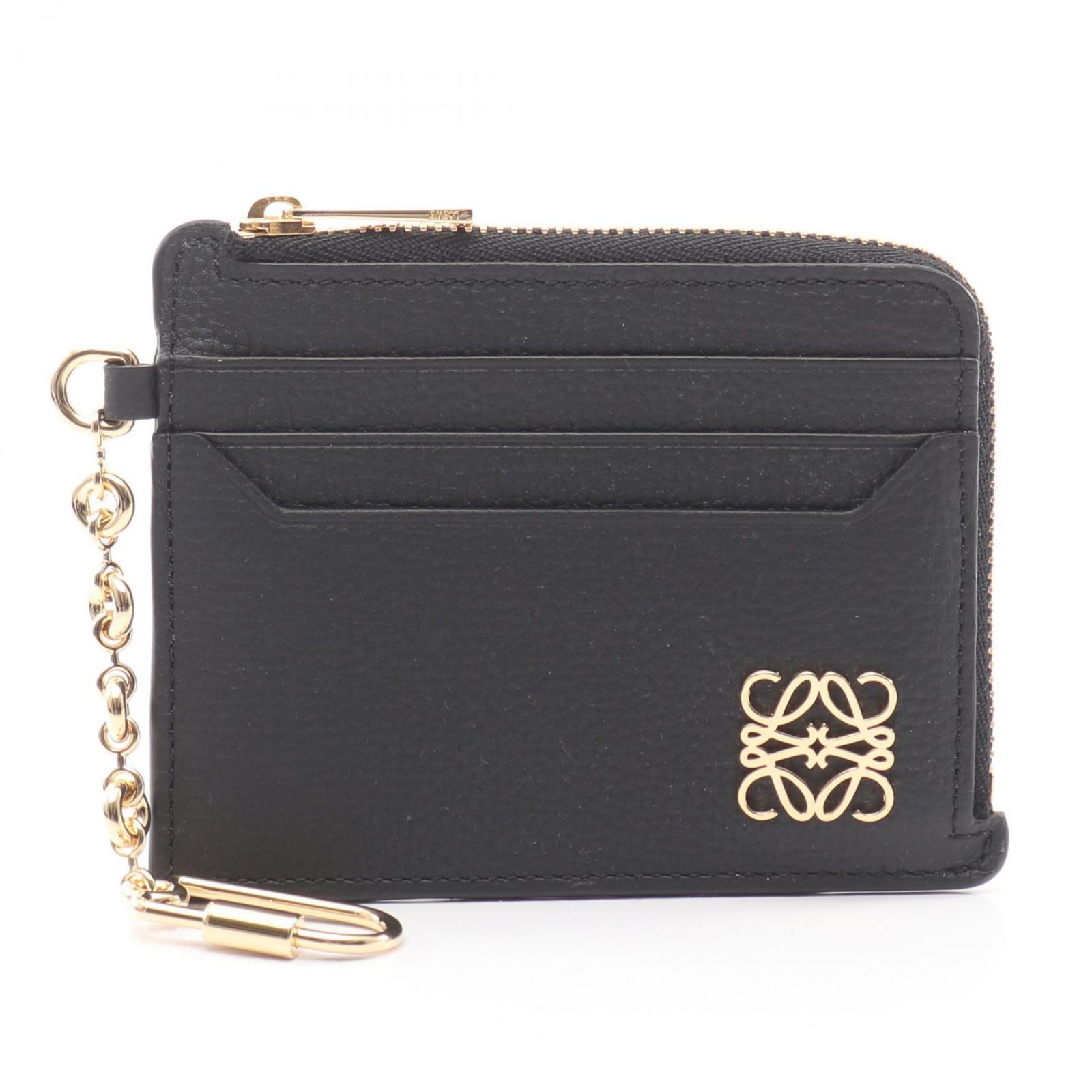 ロエベ LOEWE コインケース アナグラム スクエア コインカード ホルダー キーリング付き C821SQLX031206 ブラック レザー アナグラム スクエア コインカードホルダー