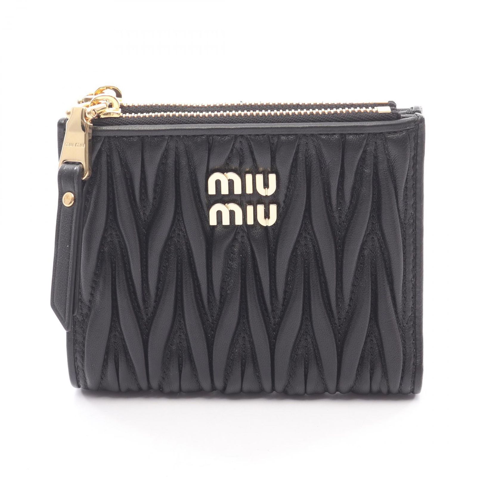 ミュウ ミュウ Miu Miu 二つ折り財布 MATELASSE'MIU マテラッセ 5ML024AFPPF0002 ブラック レザー マテラッセ 二つ折財布 レディース 新品 68,090円
