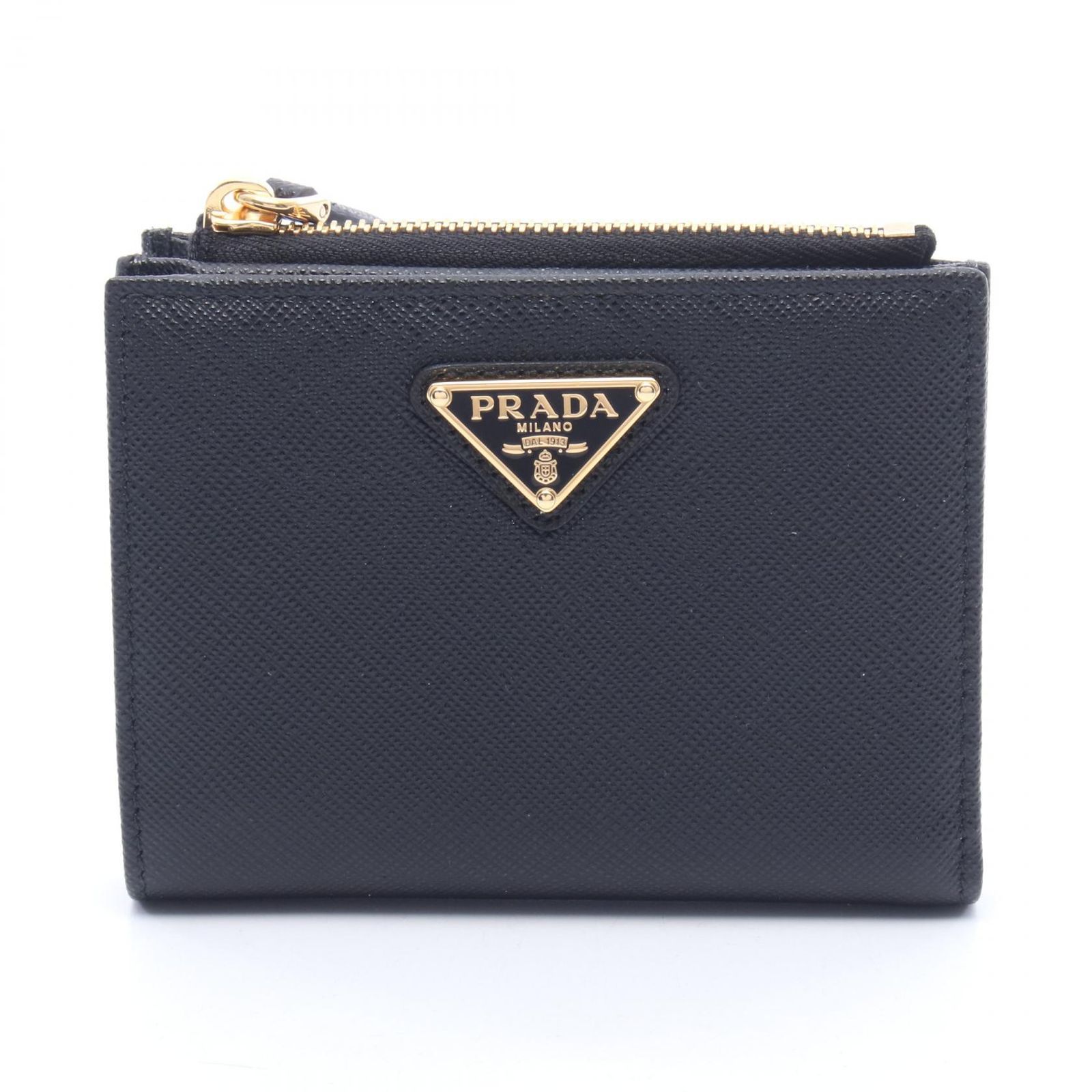 プラダ PRADA 二つ折り財布 SAFFIANO TRIANG 1ML050QHHF0002 ブラック サフィアーノレザー 二つ折財布 レディース 新品