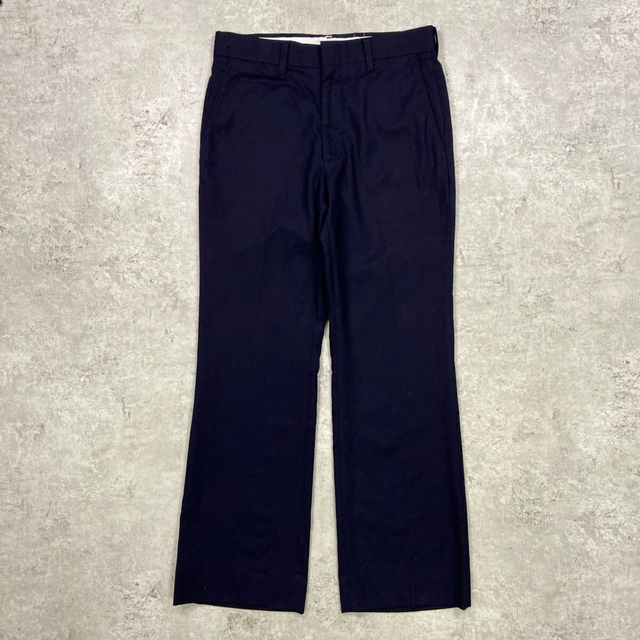 80~90年代 UNKNOWN ワイド スラックスパンツ メンズW33相当 古着 80s 90s VINTAGE ヴィンテージ ロケットタロンジップ TALON 紺色