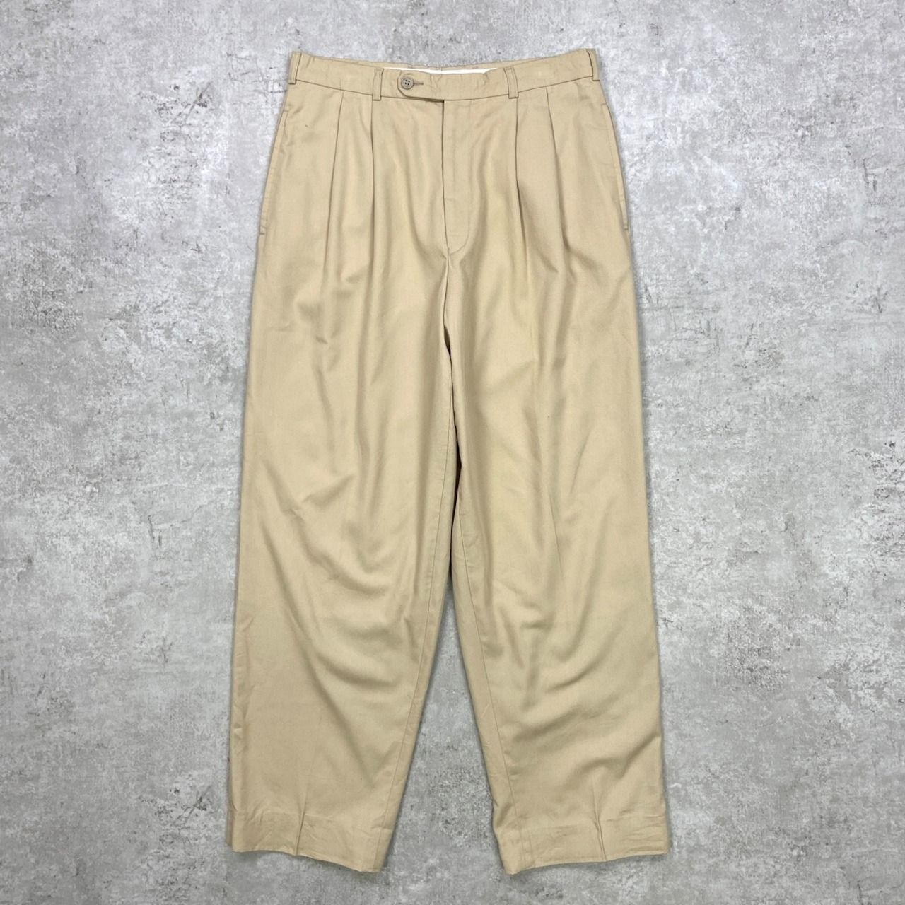 TRUST COMPANY 2タック ワイドスラックスパンツ メンズW31 古着 ライトベージュ