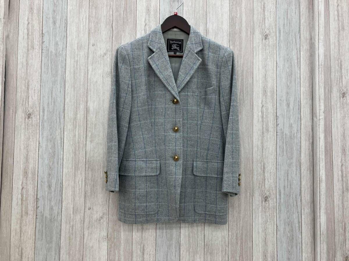 BURBERRY ／テーラードジャケット／スコットランドウール／チェック柄／レディース／40／グレー／FJA71-861