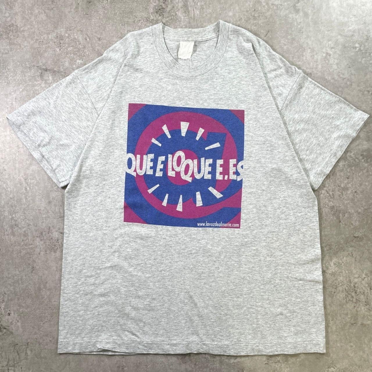 90年代 スペイン語 メッセージプリントTシャツ メンズL相当 古着 90s VINTAGE ヴィンテージ シングルステッチ 灰色