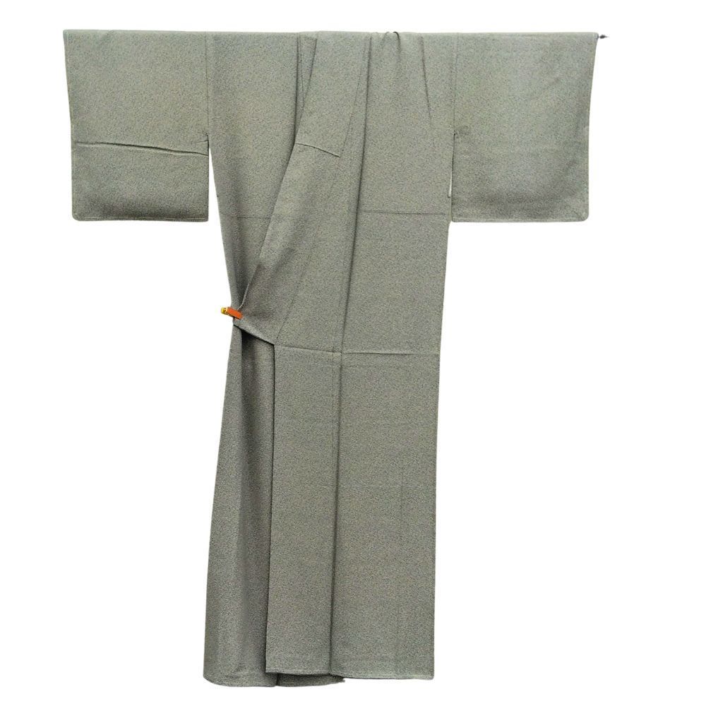 リユース【未使用・しつけ糸付き】 江戸小紋 型染め モスグリーン 蔓草