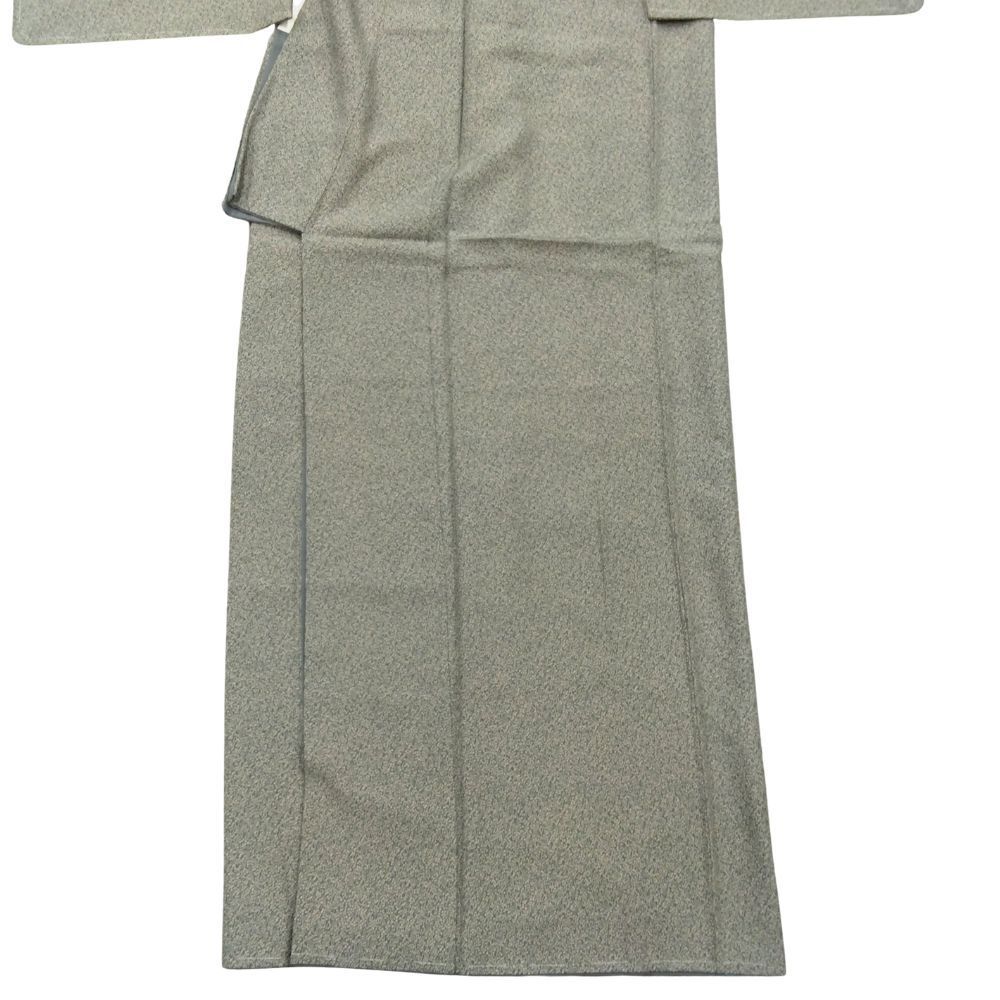 リユース【未使用・しつけ糸付き】 江戸小紋 型染め モスグリーン 蔓草
