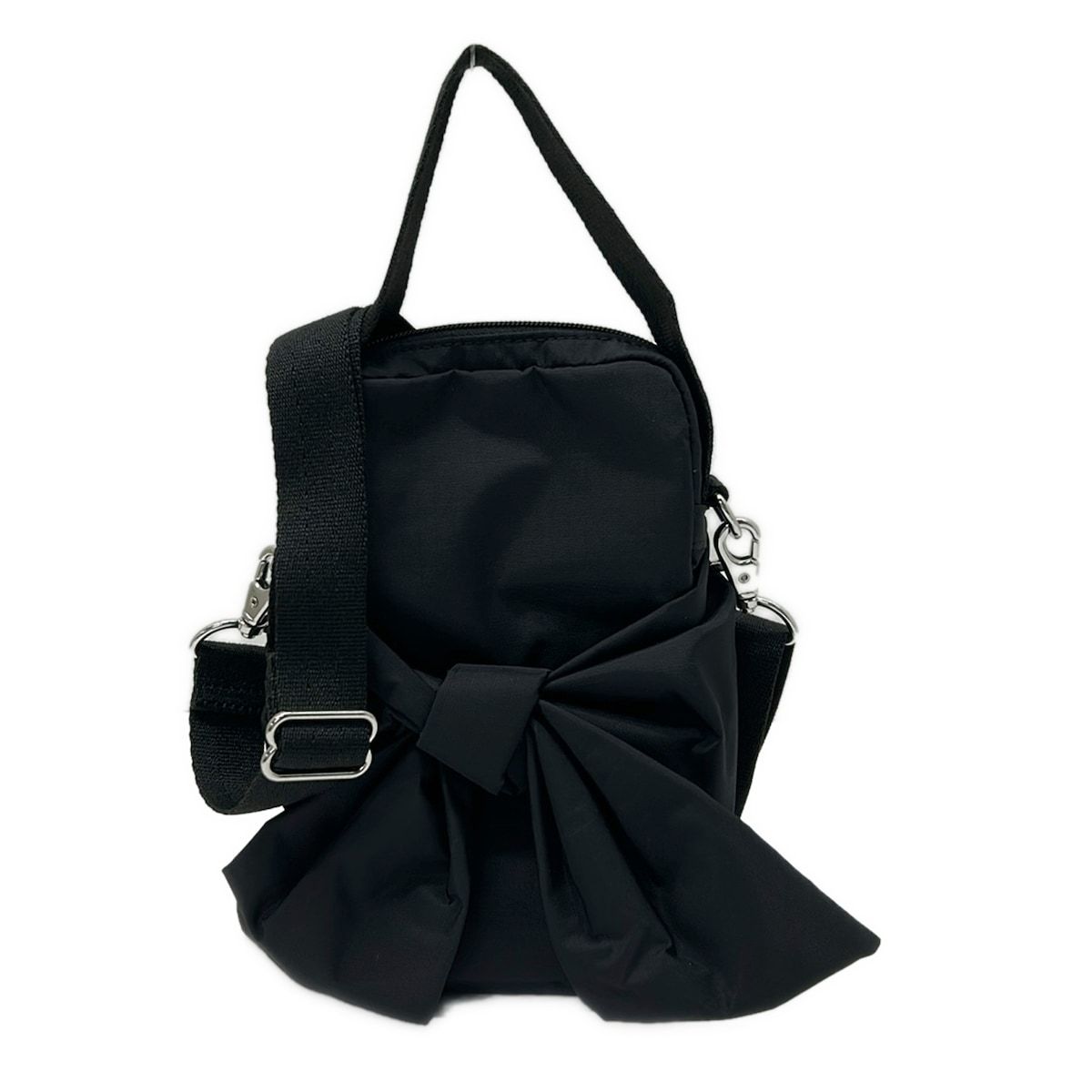 LESPORTSAC(レスポートサック) ショルダーバッグ BOW MINI PHONE CROSSBODY 3051 黒 リボン/ストラップ着脱可/2way/スマホポシェット