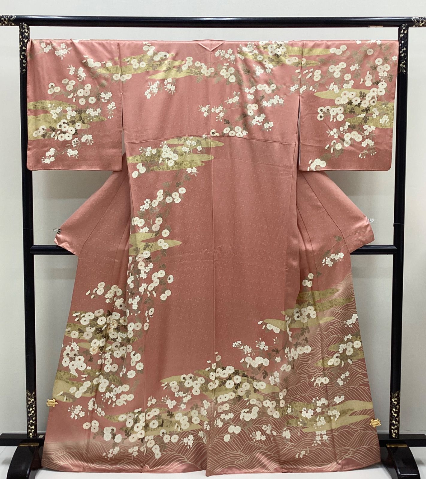 中古品 袷着物 訪問着 とき色 金彩 金コマ刺繍 正絹 裄69 R795 - メルカリ