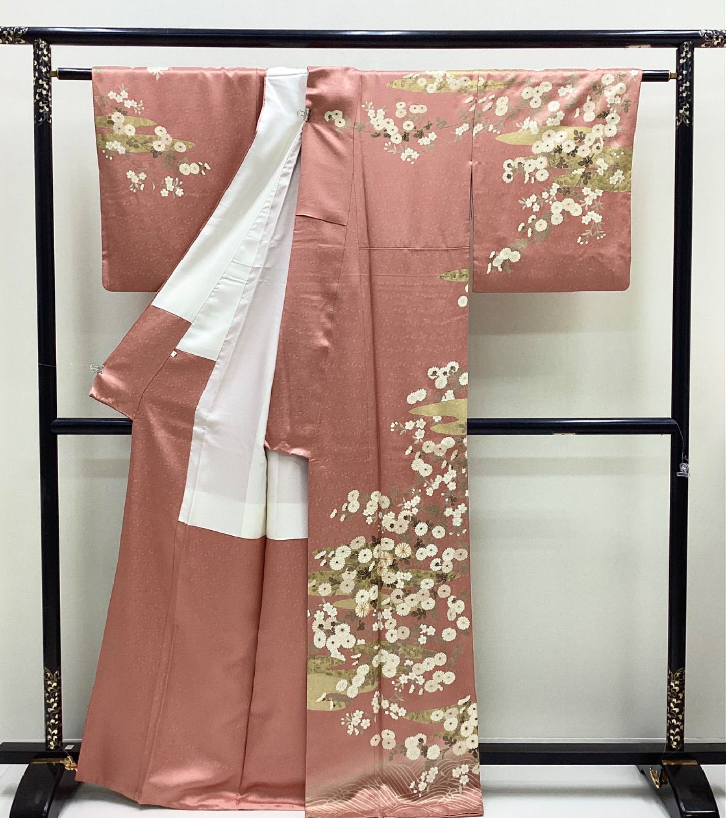 中古品 袷着物 訪問着 とき色 金彩 金コマ刺繍 正絹 裄69 R795 - メルカリ