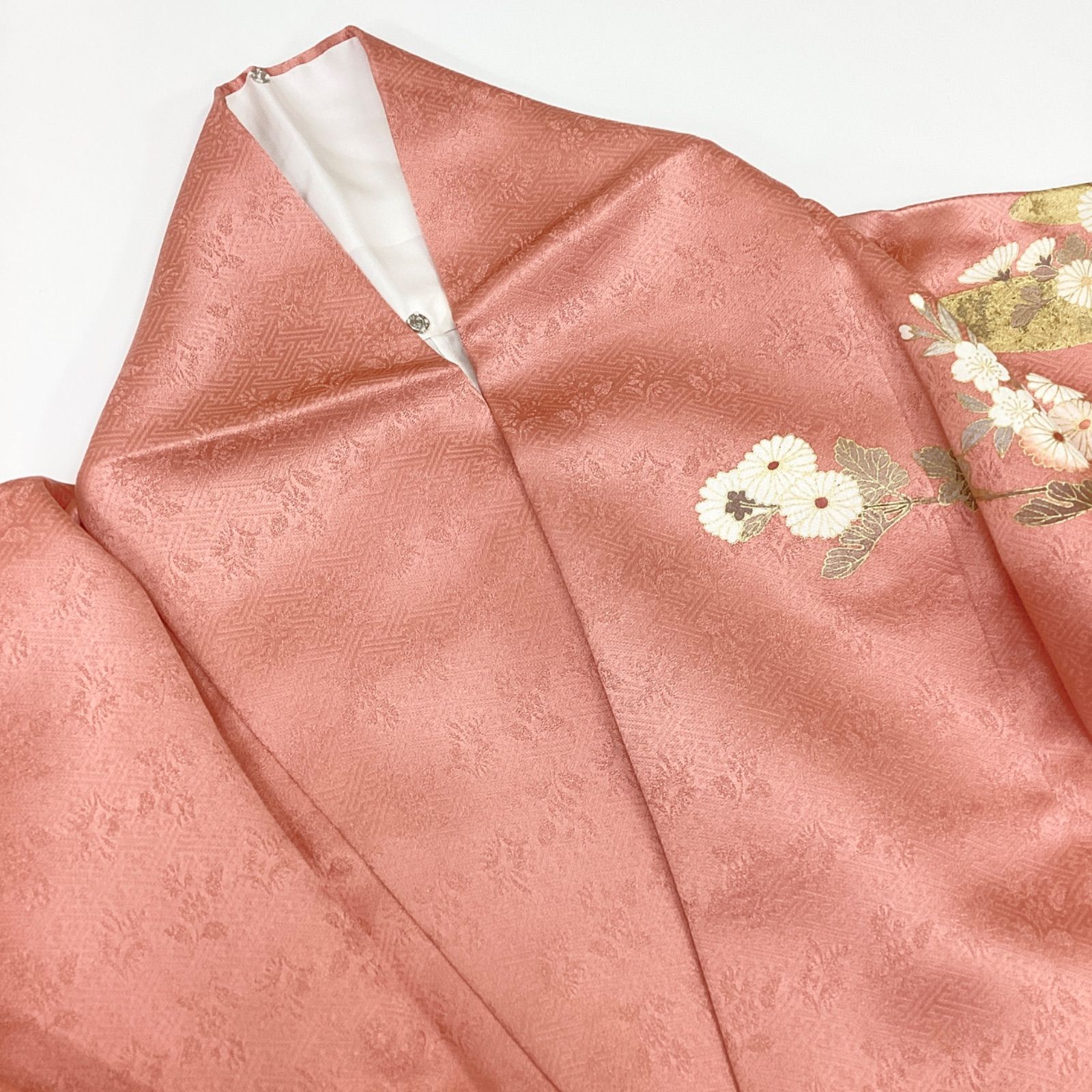 訪問着 着物 中古 正絹 袷 フォーマル 総刺繍 縮緬地 金糸 江戸茶色 柳色 多色 身丈166cm 裄66cm L トール きもの北條 A1311-8 訪問着 着物 中古 正絹 袷 フォーマル 総刺繍 縮緬地 金糸 江戸茶色