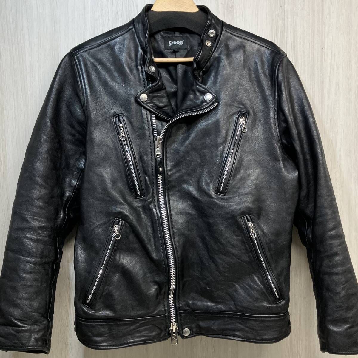 SCHOTT NEW DOUBLE BREAST RIDERS 本革 レザー ダブル ライダース ジャケット 782-3950077 ショット 羊革 シープスキン メンズ XL