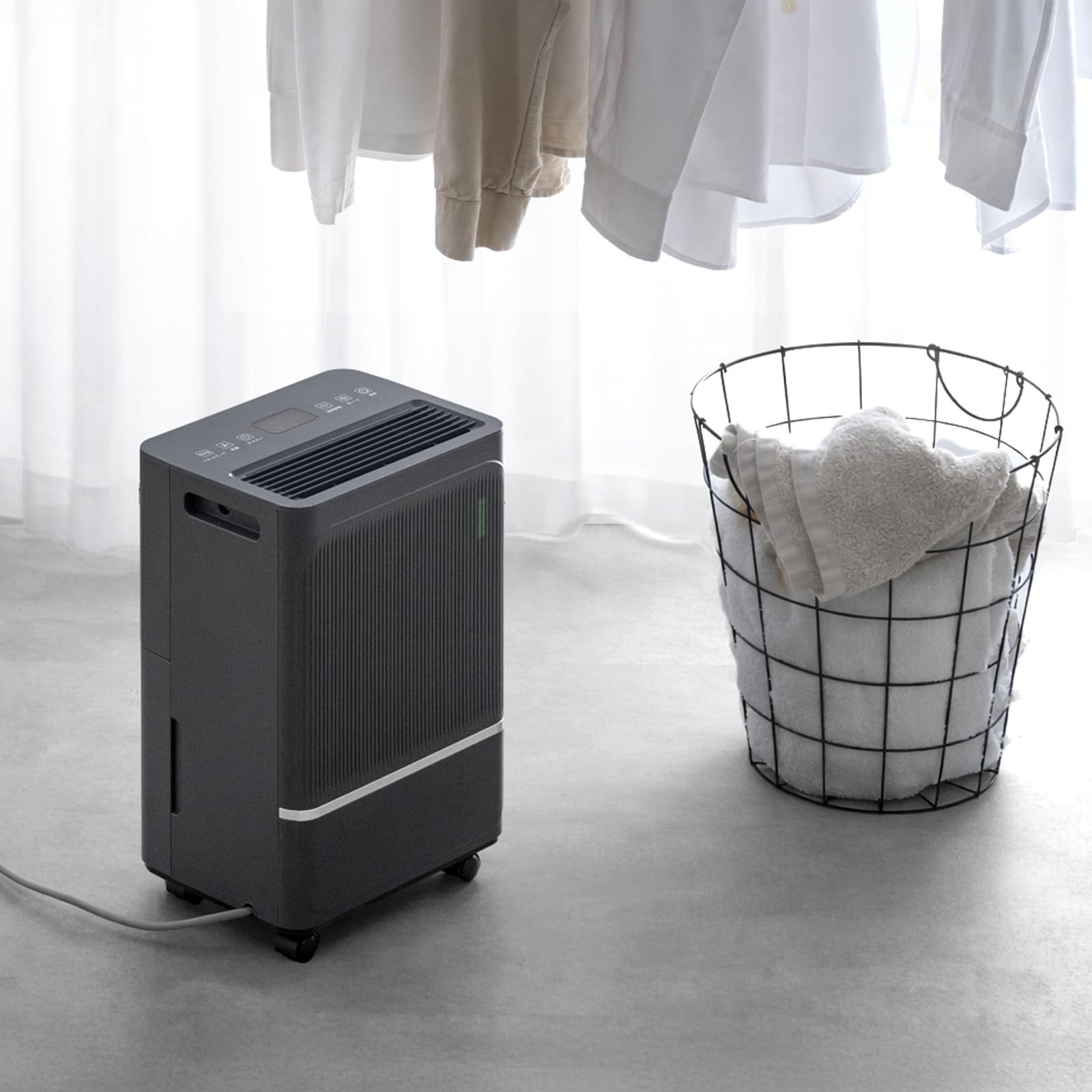 タンスのゲン 除湿機 衣類乾燥 小型 8L/日 コンプレッサー式 静音 部屋干し キャスター付き 省エネ コンパクト 除湿器 小型 連続排水 79800021(119763)
