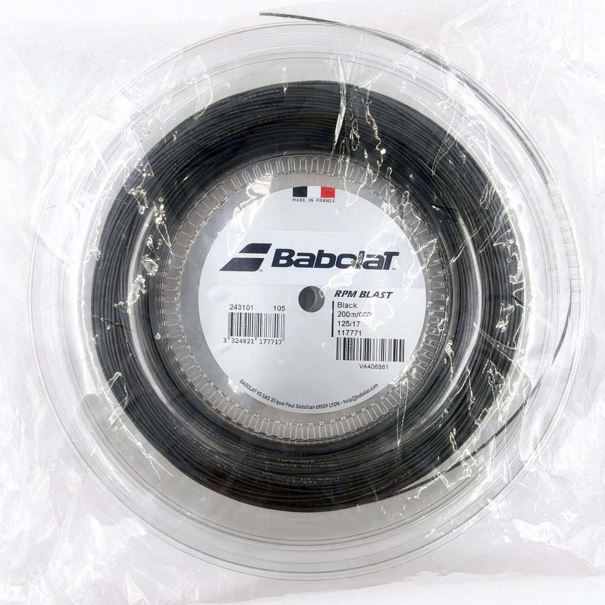【未使用】バボラ RPM ブラスト BLAST 125 硬式 テニス ストリング ガット 200m ロール ブラック 243101 BABOLAT 1.25mm