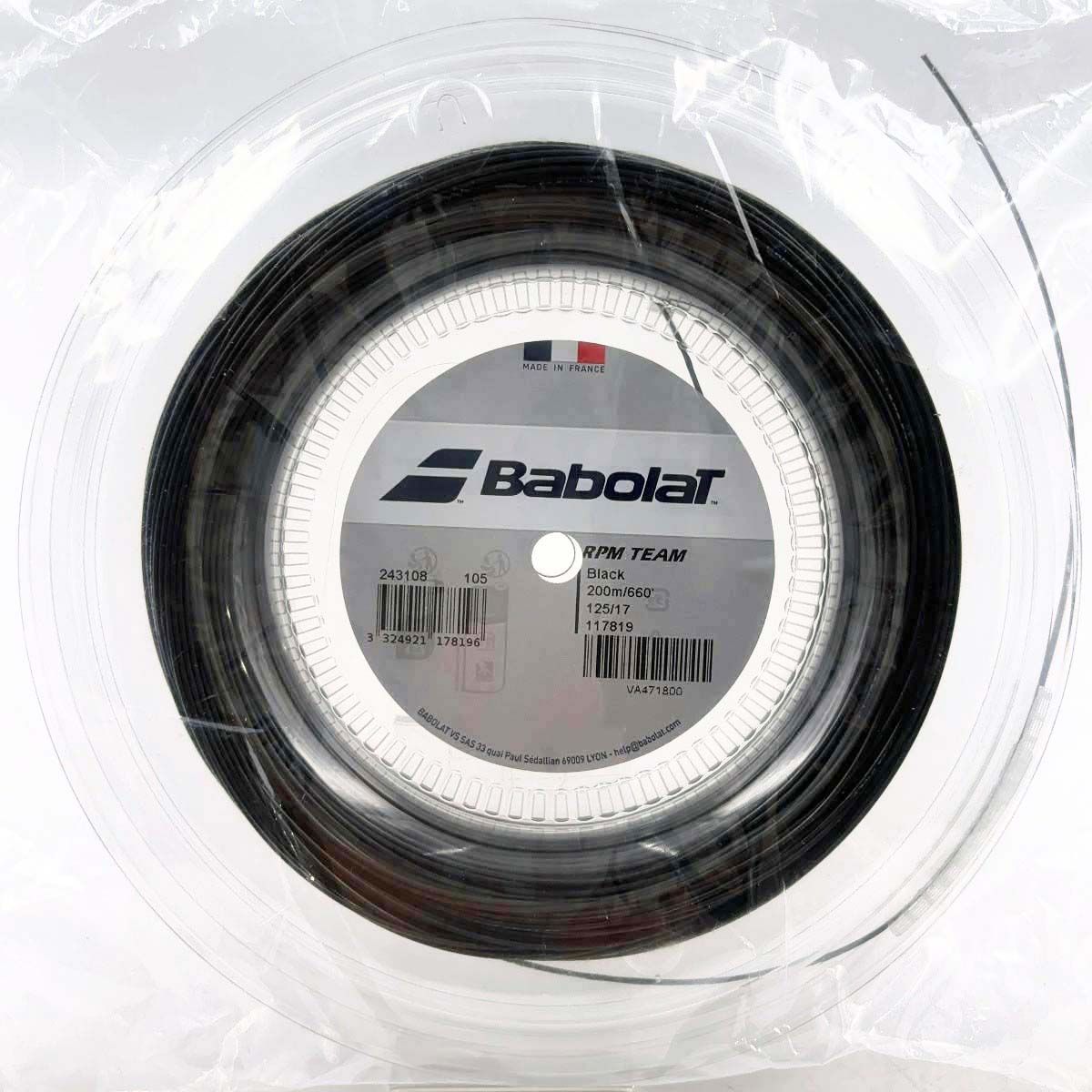 【未使用】バボラ RPM TEAM チーム 125 硬式 テニス ストリング ガット ロール 200m ブラック 243108 BABOLAT 1.25mm