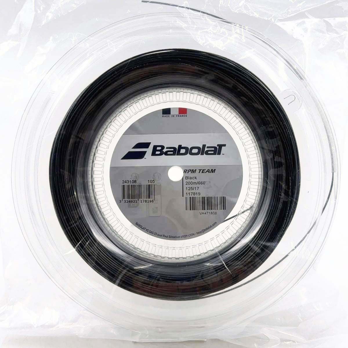 【未使用】バボラ RPM TEAM チーム 125 硬式 テニス ストリング ガット ロール 200m ブラック 243108 BABOLAT 1.25mm