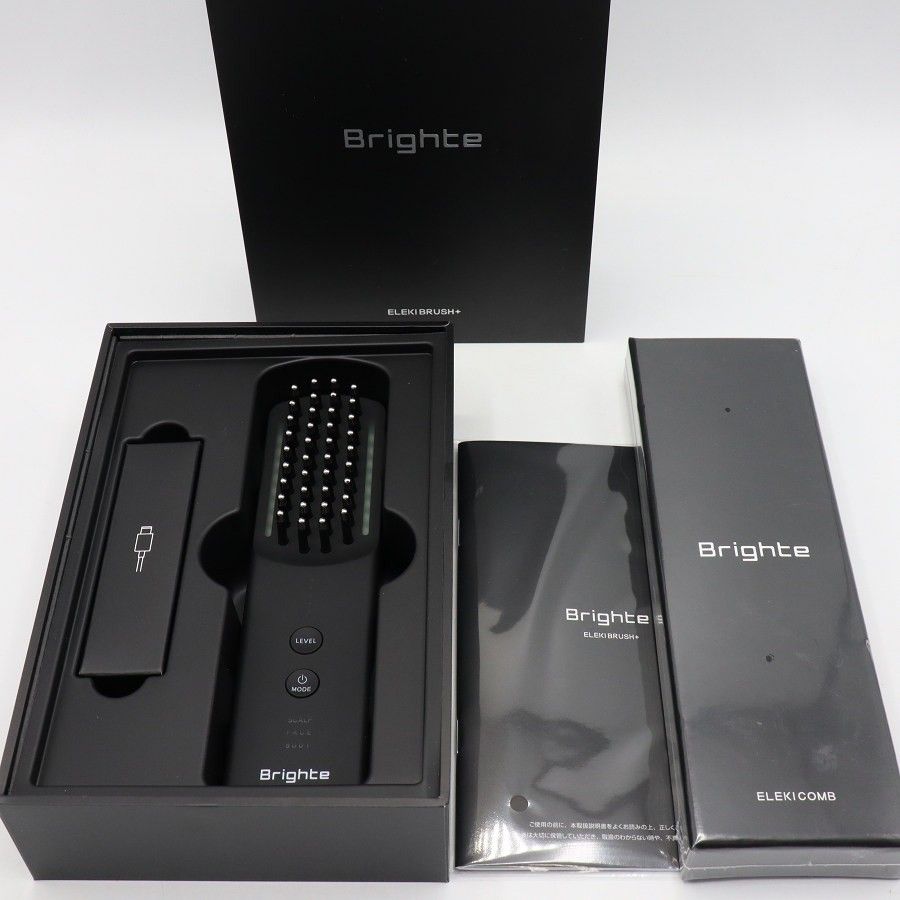【新品】Brighte ELEKI BRUSH+ BRT-FSB180 ブラック エレキコーム付 美顔器 EMS フェイスケア ブライト エレキブラシ 本体