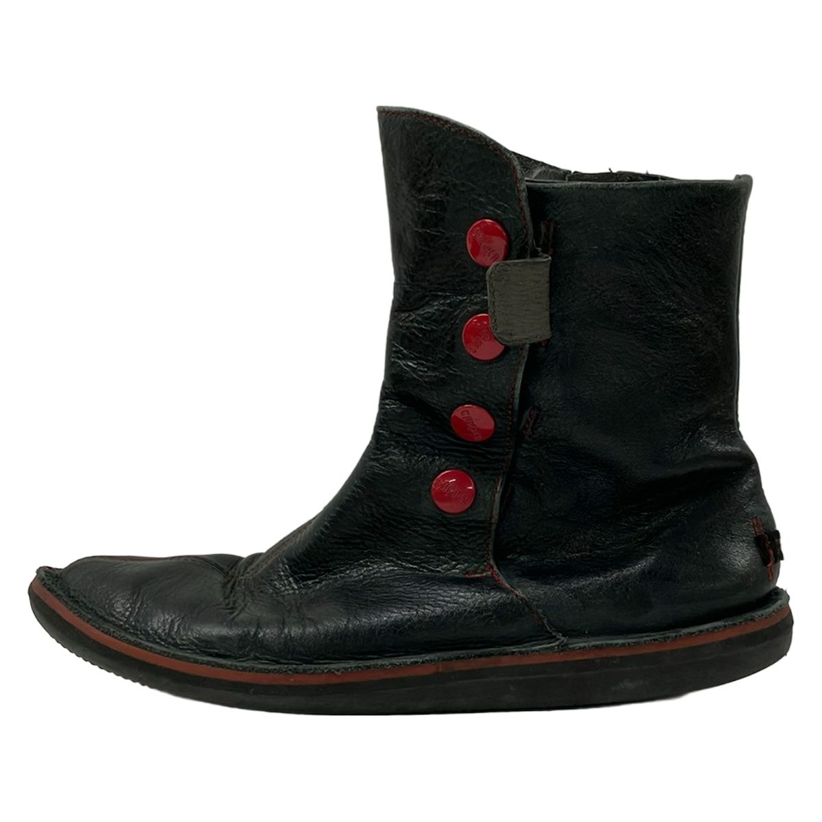 CAMPER(カンペール) ショートブーツ 38 レディース - 黒×レッド レザー 