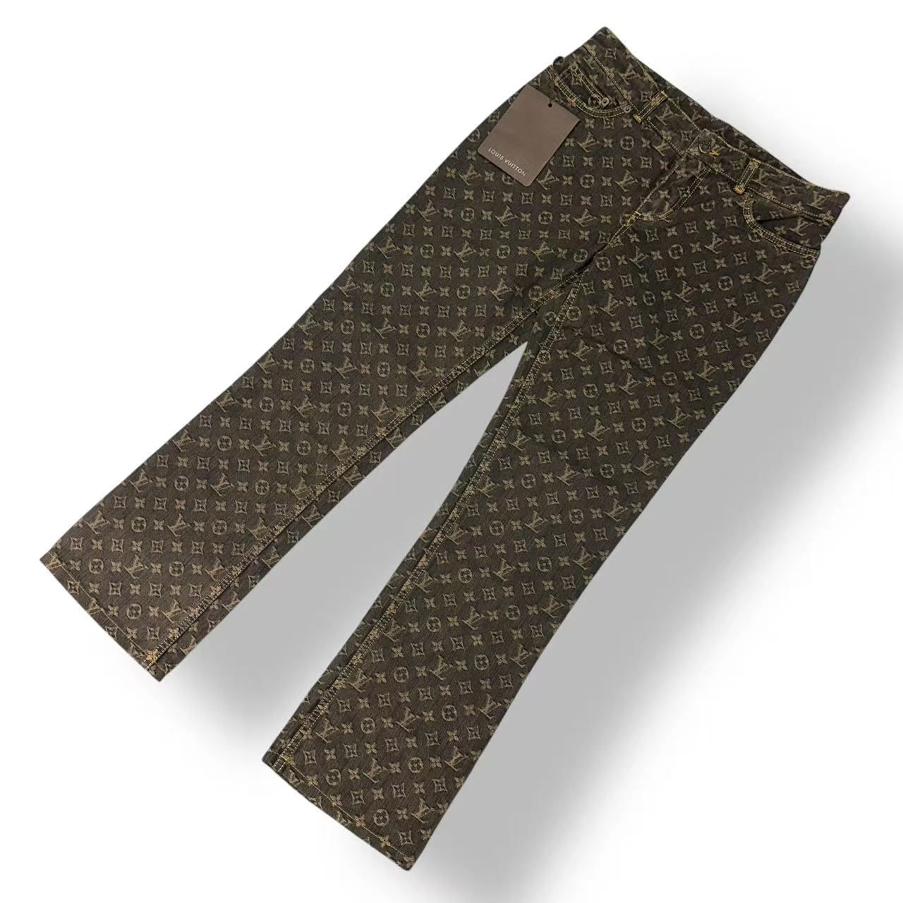 未使用品 LOUIS VUITTON ルイ ヴィトン ボトムス デニムパンツ LVロゴ 刻印 ブラウン サイズ40