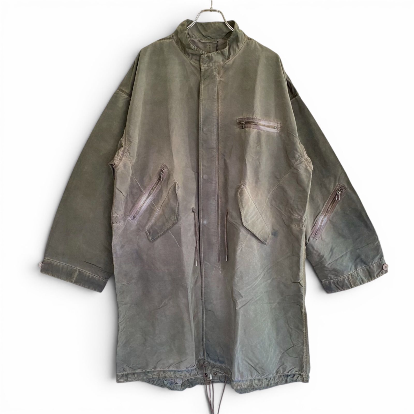 新品未使用 NUMBER (N)INE VINTAGE DIRTY DYED FISH TAIL STAND LONG COAT ヴィンテージ染め 撥水タフタ スタンドカラー 小松マテーレ マイクロタフタ size: 4 F23NJ002 2117-9570 41,600円