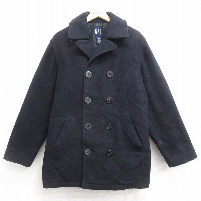 L/古着 ギャップ GAP 長袖 ウール Pコート ピーコート メンズ 00年代 00s ロング丈 濃紺 26apr14