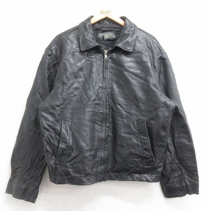 XL/古着 バナナリパブリック 長袖 レザー ジャケット メンズ 00年代 00s 黒 内側キルティング 26apr14