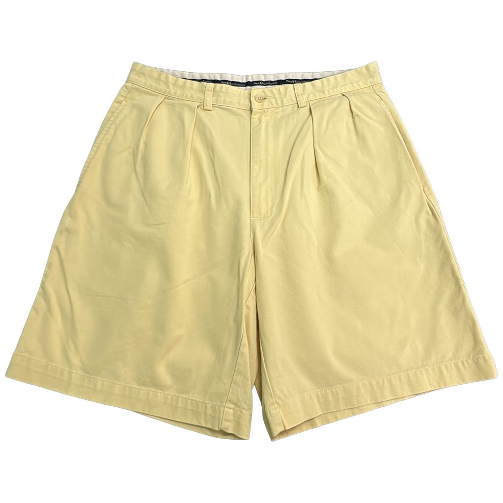 Polo by Ralph Lauren ポロ ラルフローレン TYLER SHORT 2タック チノショートパンツ ポロチノ イエロー(メンズ W34)中古 古着 Y0816