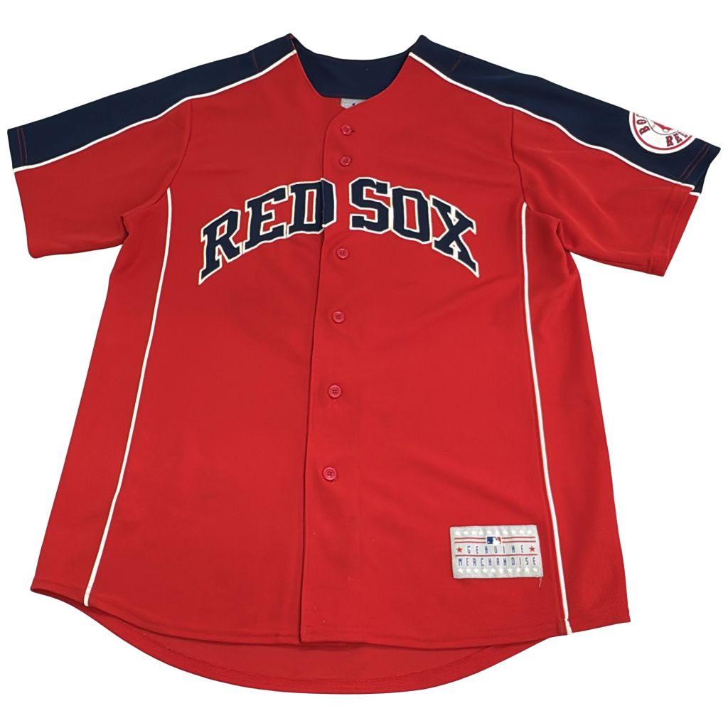 MLB MLB ボストン・レッドソックス ベースボールシャツ ユニフォーム プロチーム メジャーリーグ レッド(メンズ XL相当)中古 古着 Y0873