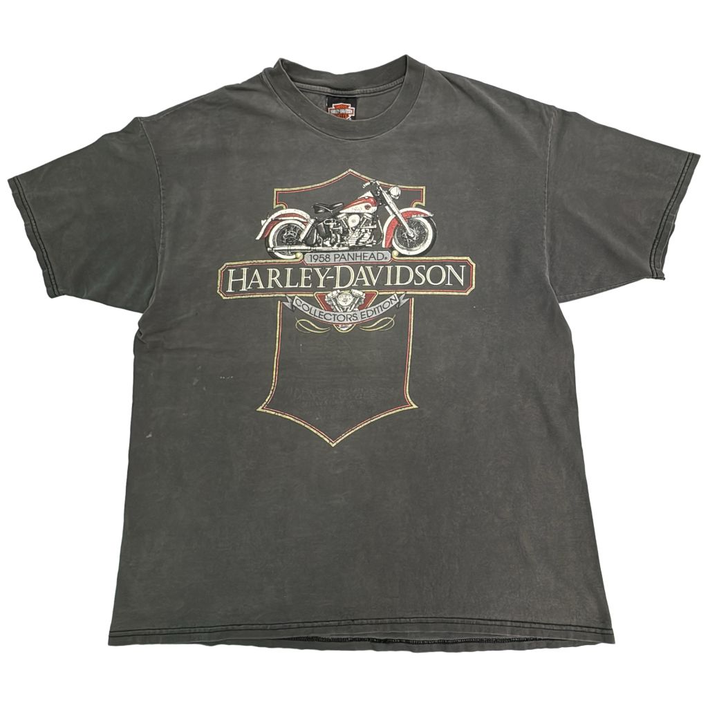 ハーレーダビッドソン USA製 90s プリント フェードブラックTシャツ3XL