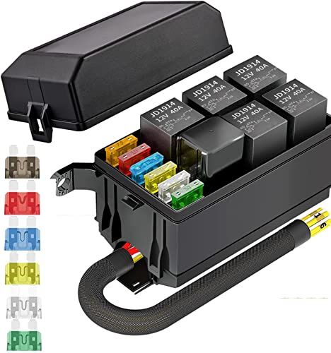 12V リレーボックスとヒューズ 5 ピン JD1914 40A リレー 5 個と 4 ピンリレー 6 ATC/ATO ブレードヒューズ 1 個付き、自動車、トラック、自動車、マリンボート用の防水ユニバーサルヒューズリレーボックスkk 94d6aea0