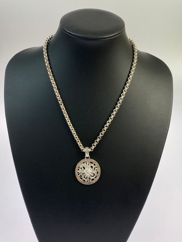 【中古品】 SAAD サード ラウンドタイプ サンシンボル シルバー 925 ペンダント ネックレス 【191-260512-em-01-min】