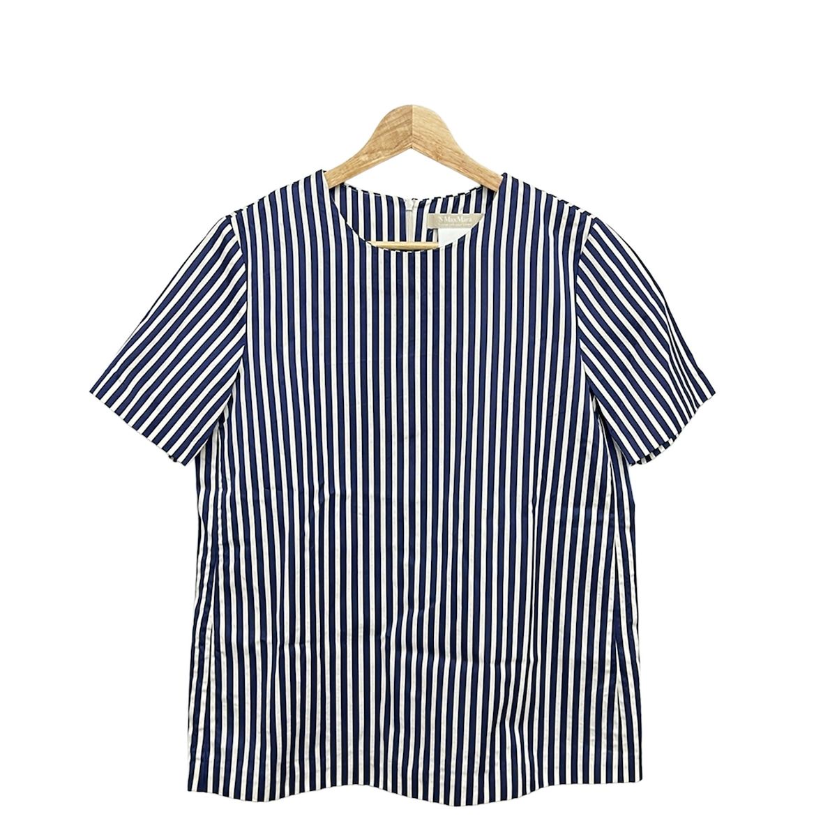 S Max Mara(マックスマーラ) 半袖カットソー サイズ40 M レディース美品 - アイボリー×ネイビー×黒 クルーネック/ストライプ