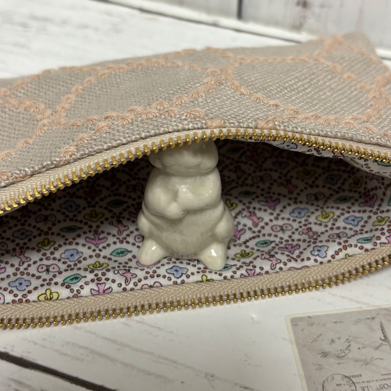ハンドメイド ミナペルホネン タンバリン ベージュの横長ポーチ - メルカリ