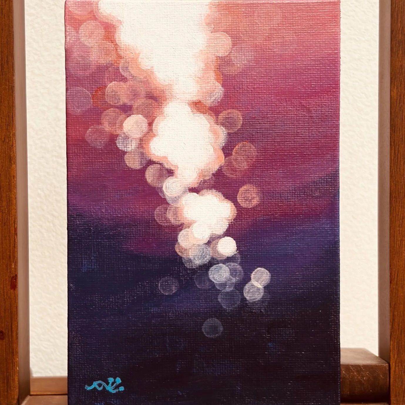 アクリル画 「水面に映る夕陽」 手描き 絵画 風景画 - メルカリ
