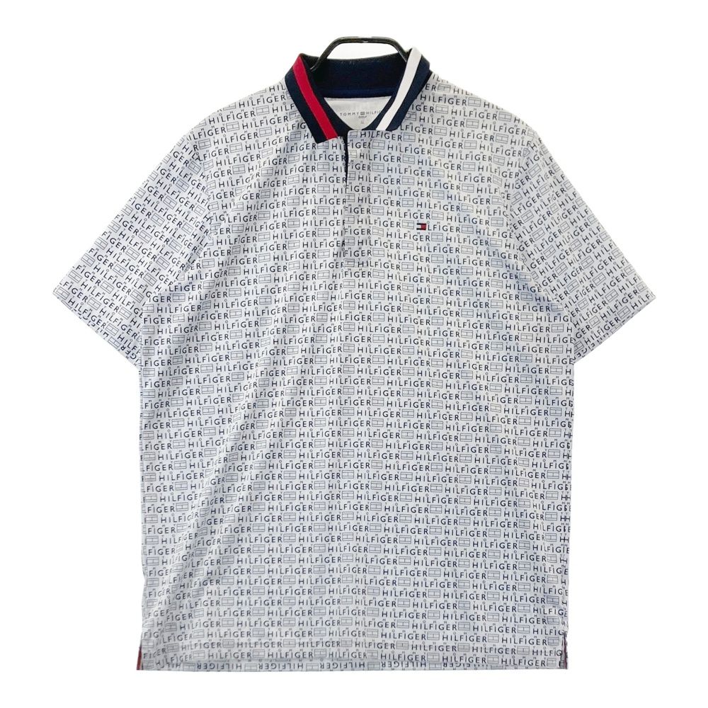 サイズ：LL TOMMY HILFIGER GOLF トミー ヒルフィガーゴルフ 半袖ポロシャツ 総柄 ホワイト系 [240101679252] ゴルフウェア メンズ ストスト