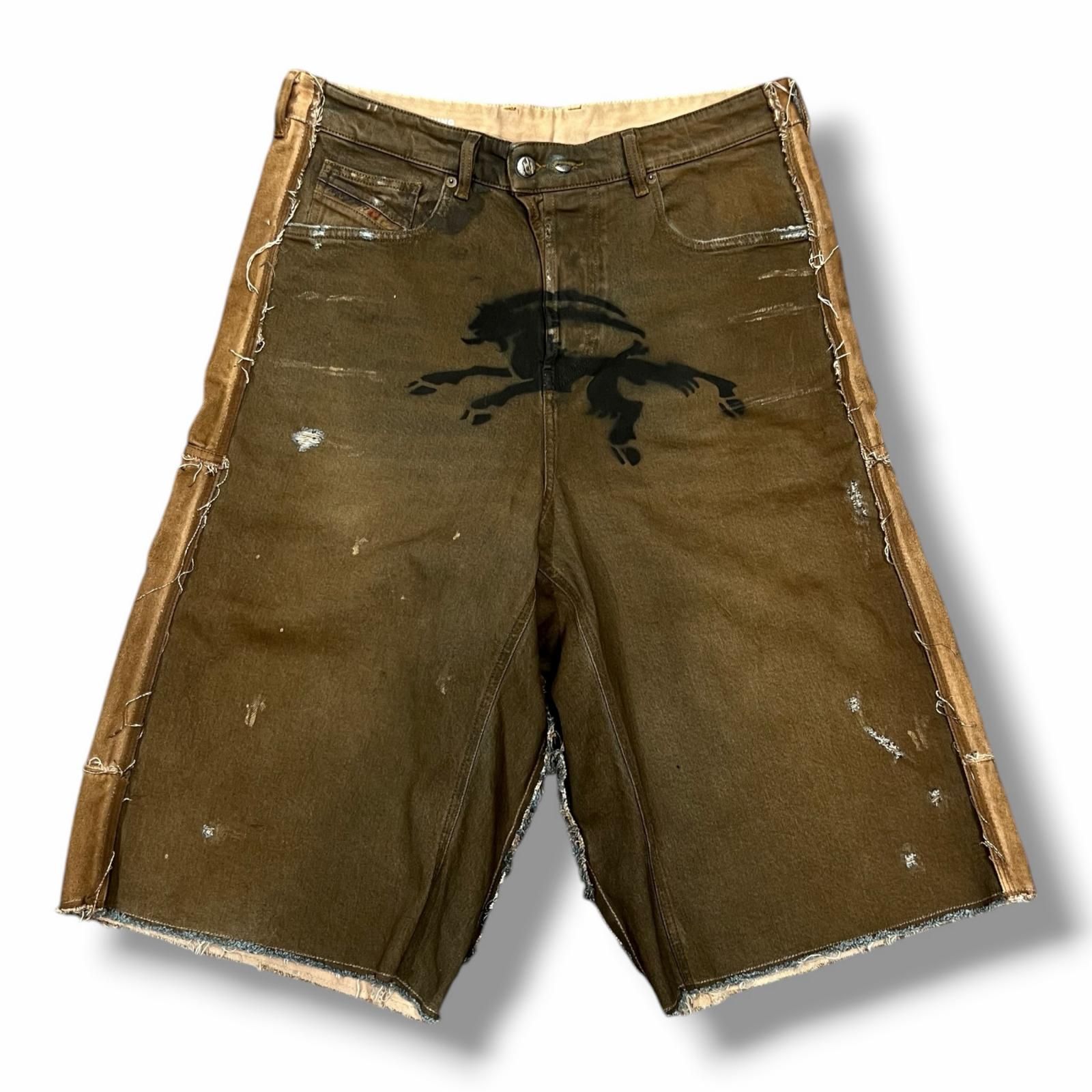 参考上代115500円 PROTOTYPES BERMUDA DENIM PANTS バルミューダデニムショーツ ジーンズ プロトタイプス 32PT08DE06USBN ブラウン L （15267M）