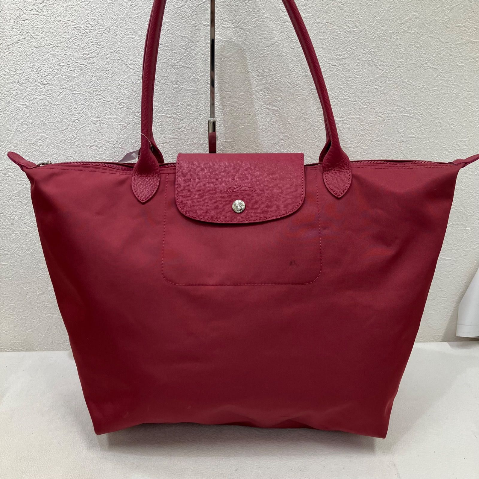 3287　LONGCHAMP　ロンシャン　ルプリアージュ　プリアージュ　トートバッグ　ハンドバッグ　ダークピンク　大きめ　大容量　レディース　軽量　シンプル　きれいめ　無地