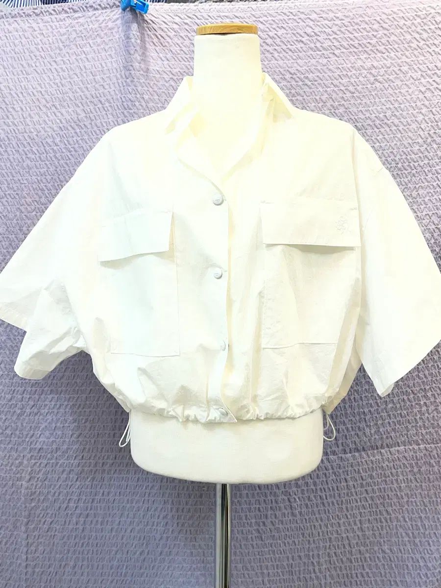 24年 The HANDSOME TIME タイム クロップド シャツ 半袖 ブラウス 白 新品同様