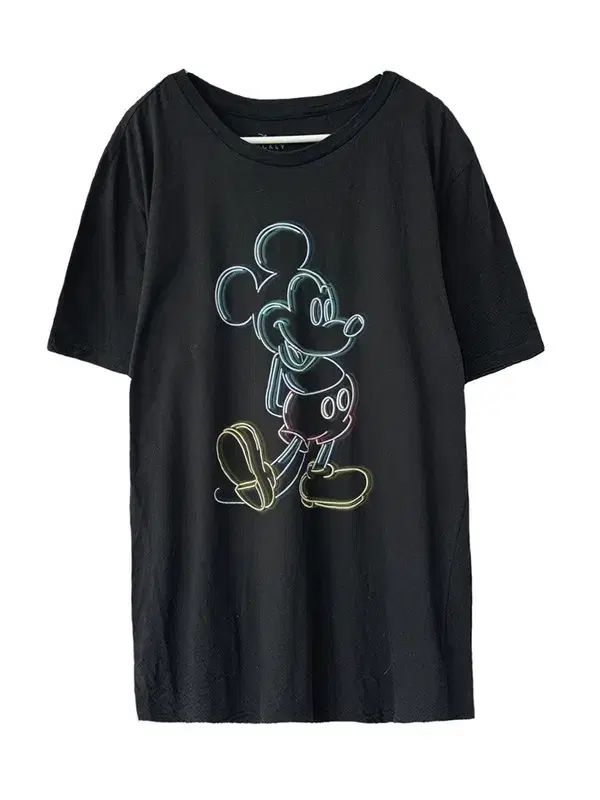 L MICKEY MOUSE ネオンサインLINE グラフィック半袖T