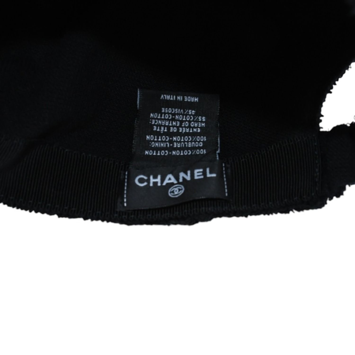 極美品 CHANEL シャネル ココマーク刺繍入りパイル地キャップ ブラック