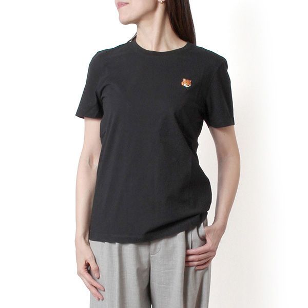 26SSモデル メゾン キツネ MAISON KITSUNE レディース FOX HEAD レギュラーフィットTシャツ【P199 BLACK】 PW00113KJ7026 P199/【2026SS】l-tops