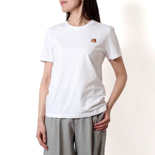 26SSモデル メゾン キツネ MAISON KITSUNE レディース FOX HEAD レギュラーフィットTシャツ【P100 WHITE】 PW00113KJ7026 P100/【2026SS】l-tops