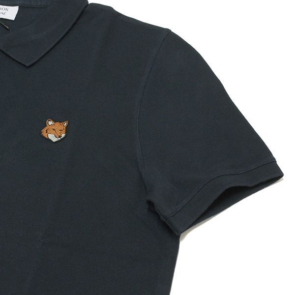 メゾンキツネ ポロシャツ M 黒 半袖 鹿の子 綿 MAISON KITSUNE MAISON KITSUNE（メゾン キツネ） ポロシャツ 半袖 メンズ 鹿の子 刺繍