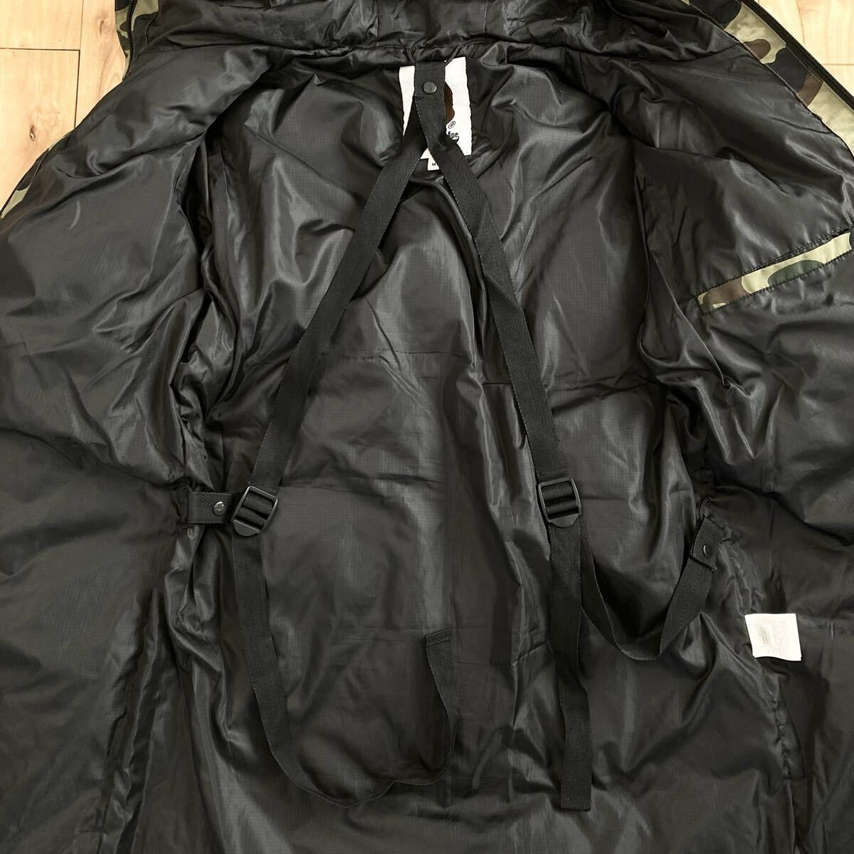 ロング ダウンジャケット Mサイズ a bathing ape BAPE hoodie long 