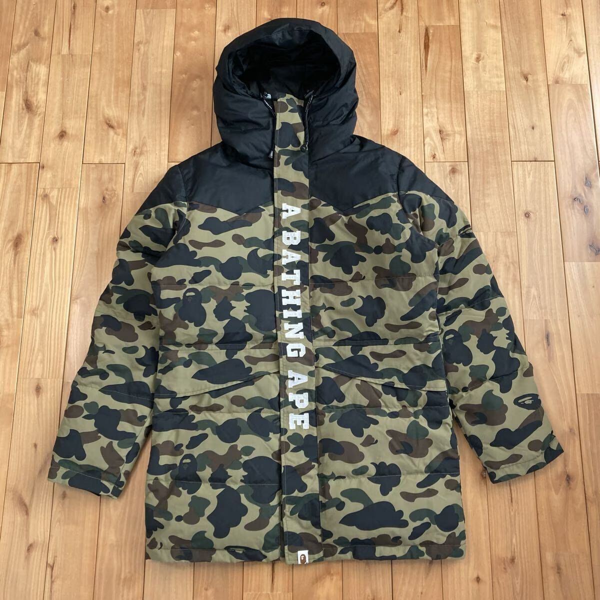 ロング ダウンジャケット Mサイズ a bathing ape BAPE hoodie long