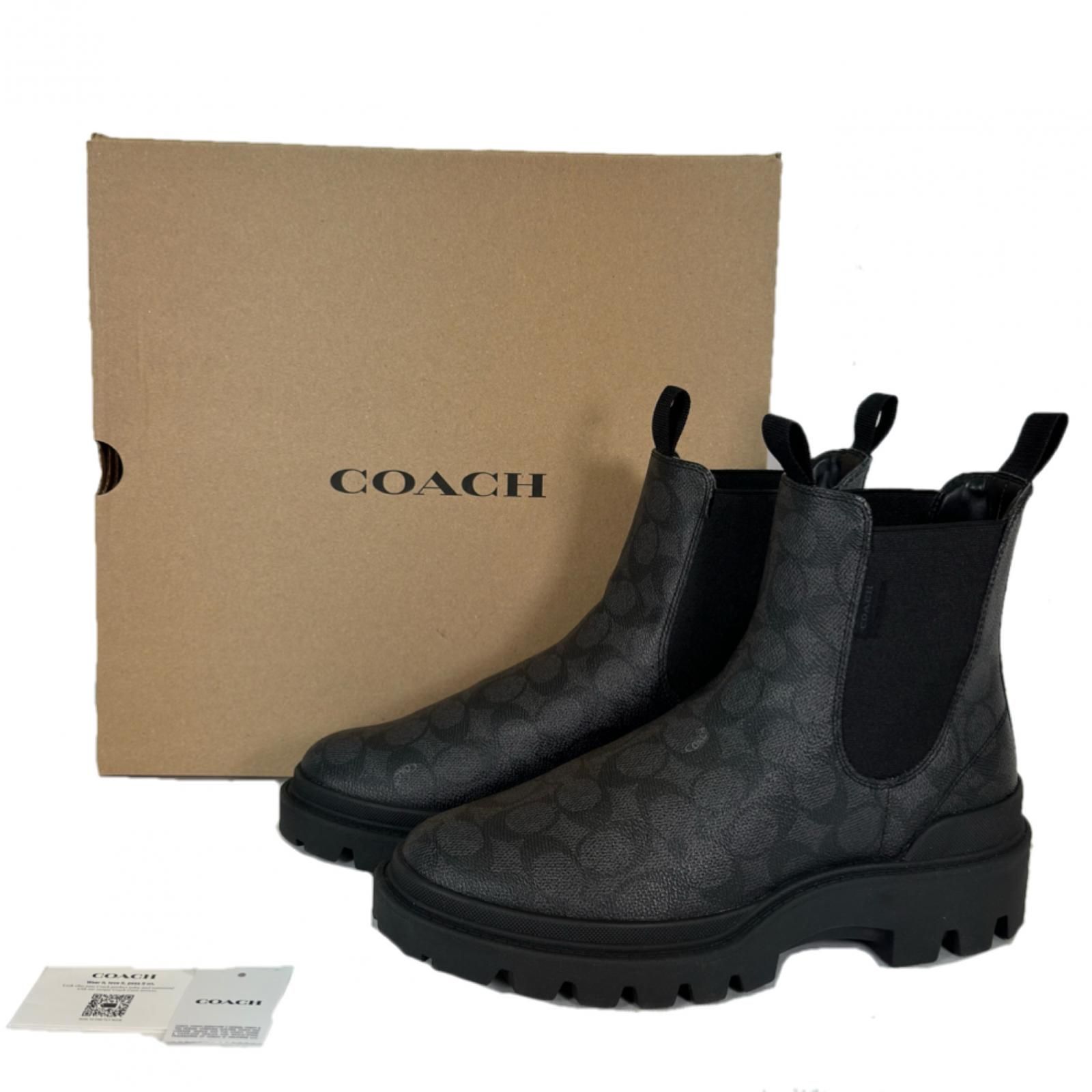COACH コーチ ブーツ 厚底サイドゴアブーツ コリンブーツ Collin Boot 25.5㎝ ファッション ファッション小物 アイテム ブラック ダークグレー キャンバス メンズ